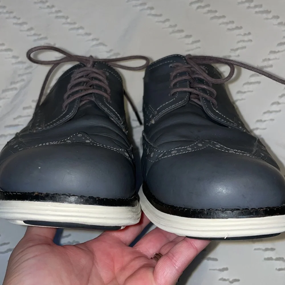EUC Cole Haan Original Grand Shortwing Men's Gray Leather Shoe Sz 10M C30025